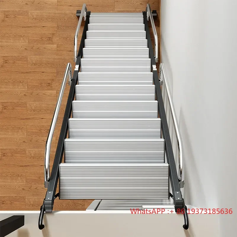 househol folding ladder, loft, lifting room, thickened aluminum alloy, 12 step, 14 step multifunctional telescopic handrail lad