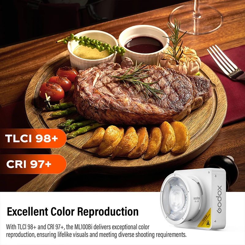 Godox ML100Bi/ML100R luz LED bicolor 120W Control integrado y por aplicación lámpara de fotografía portátil para grabación de vídeo transmisión en vivo