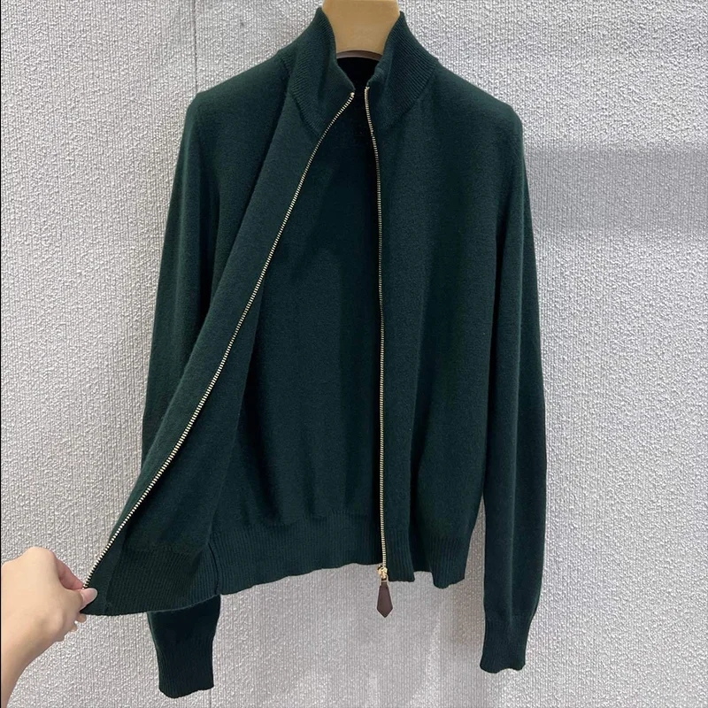 เสื้อคาร์ดิแกนผู้หญิงคุณภาพสูง สั้น เซ็กซี่ กระชับรูปร่าง และช่วยให้ดูผอมลง สีเขียวเข้ม รุ่นใหม่ 25121309