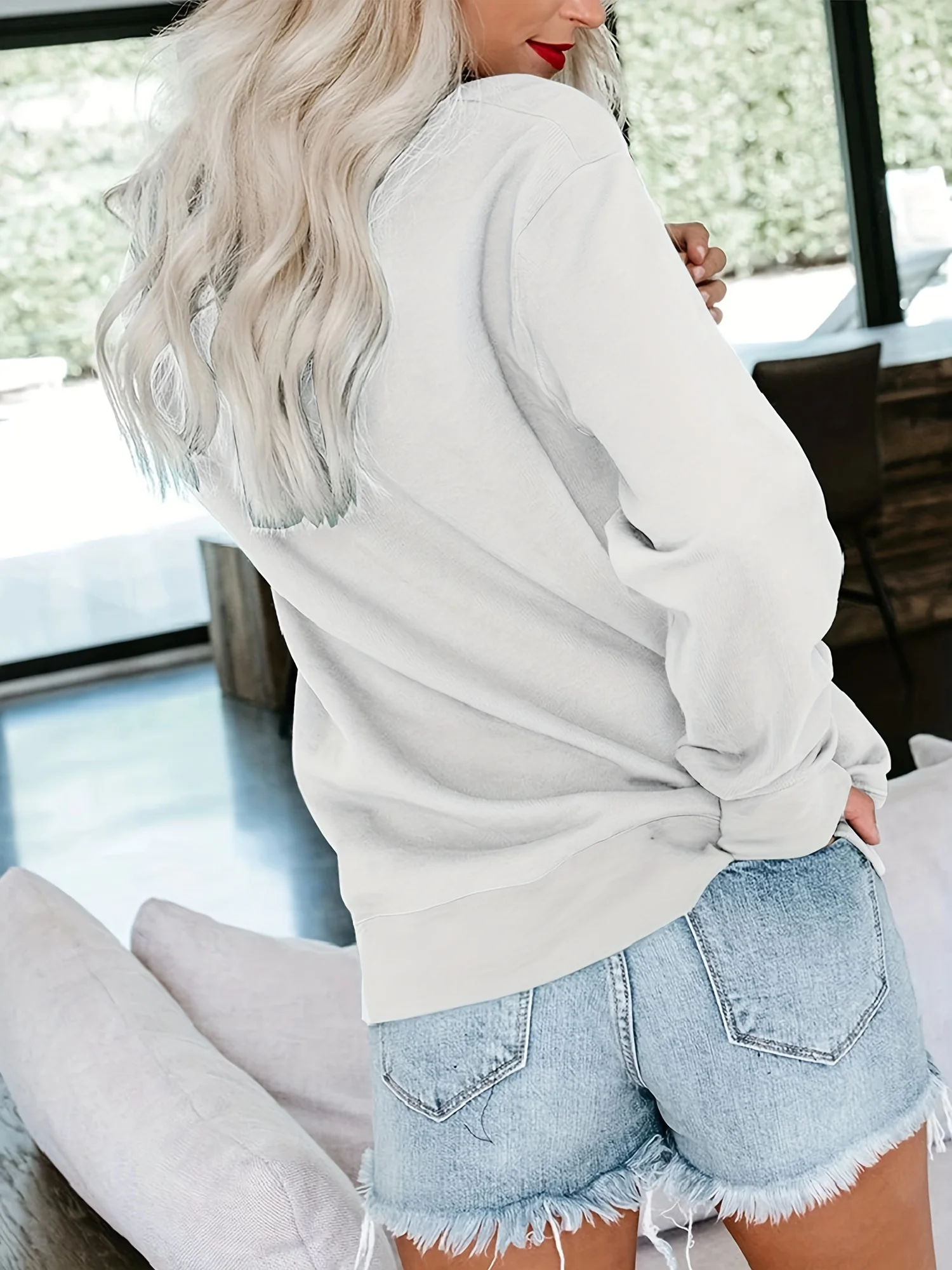 Sudadera con cuello redondo y estampado geométrico de calavera Ull: tela de poliéster suave de elasticidad media, manga larga, lavable a máquina