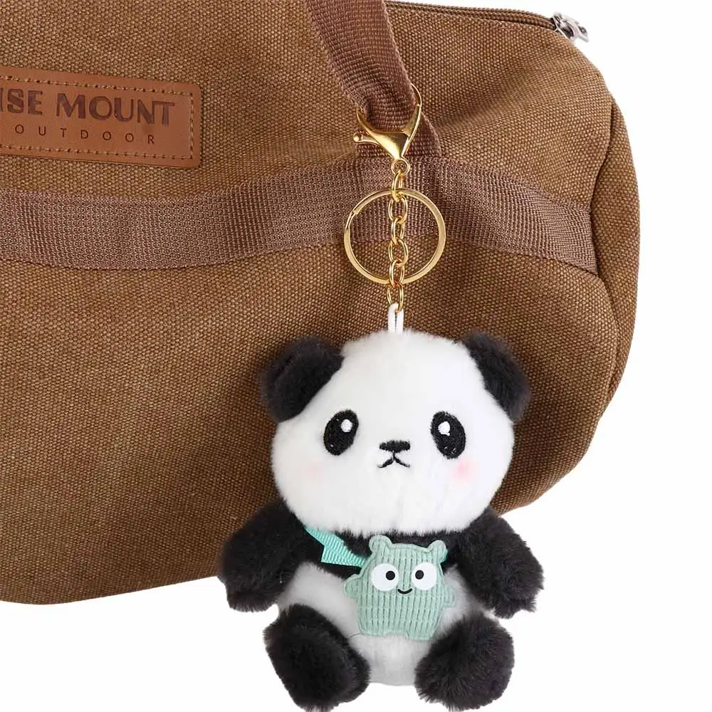 Tendencia de peluche lindo Panda llavero muñeca PP algodón estilo coreano coche llavero bolsa colgante