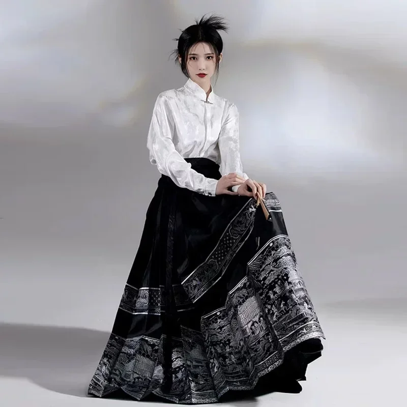 

Hot New Stylish Comfy Skirt Pleats Skirt Face Skirt Women Fashionable Hanfu Horse Ming Parties Pleats Shopping
