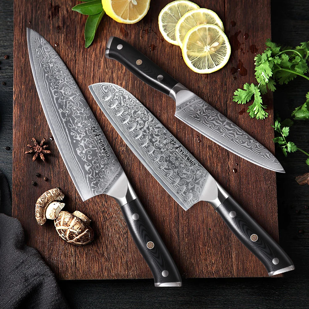 TURWHO 3PC Damascus Kitchen Knives Set 3