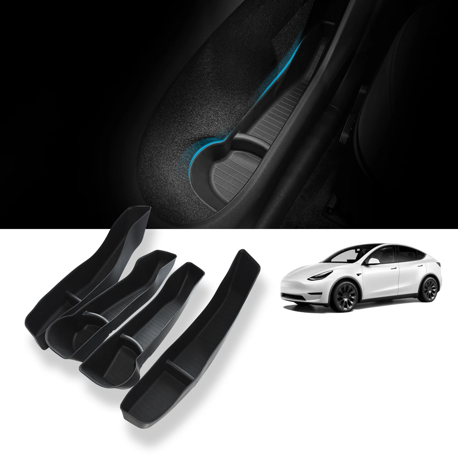 Door Side Storage Box Front Rear Door Armrest Organizer Box For Tesla Model Y 2020-2023 Car Accessories Decoration 4pcs