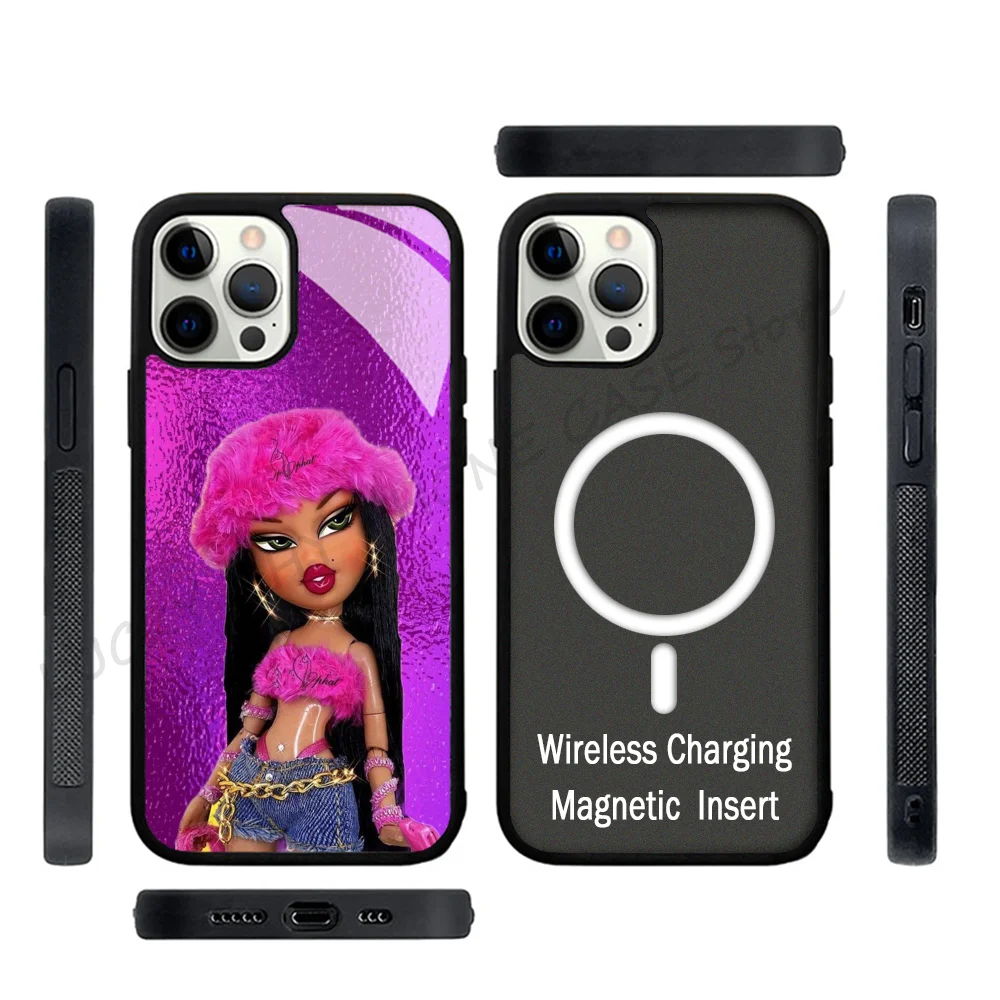 

Cute Bratz Doll Phone Case Phone Case Strong Magnetic For IPhone 15 14 13 Pro Max 11 12 Mini For Magsafe