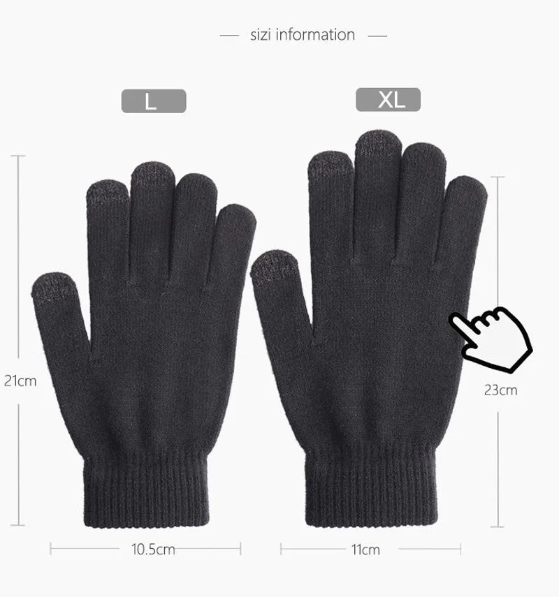 Men and Women Winter Warm Thick Knitted Touch Screen Gloves for Smart Device Users in Cold Weather