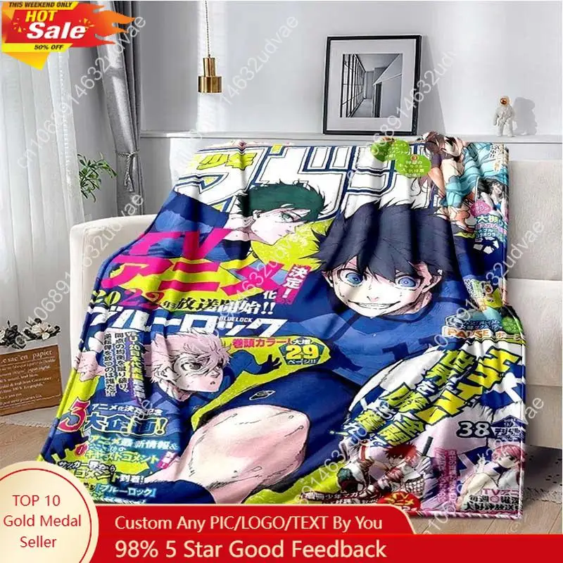 

Japanese Cartoon Anime Blue Lock Flannel Throw Blanket Adult Kid Winter Warm Blanket for Bedroom Living Room Custom blankets