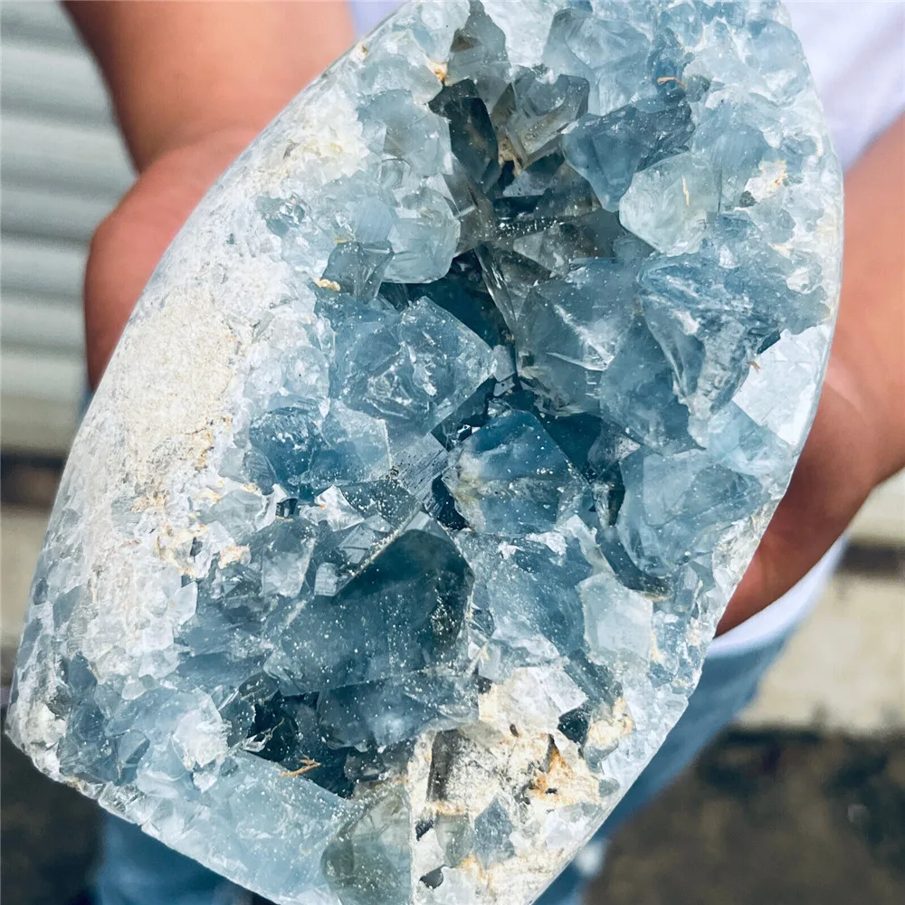 Random Natural Raw Blue Celestite Quartz Crystal Cluster, Healing Stones, Specimen, Home Decoration, Crafts Ornament,