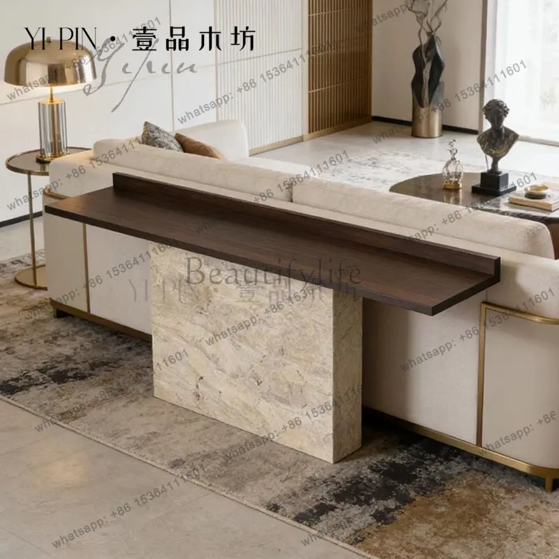 Light luxury marble entrance table, living room against the wall to enter the entrance table, long strip