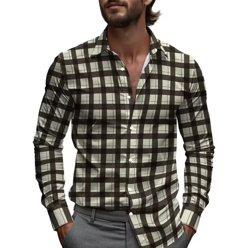 2025 Men's Floral Shirt Button Shirt Long Sleeve Fashion Designer Casual Daily Holiday Spring Summer Lapel Button ，