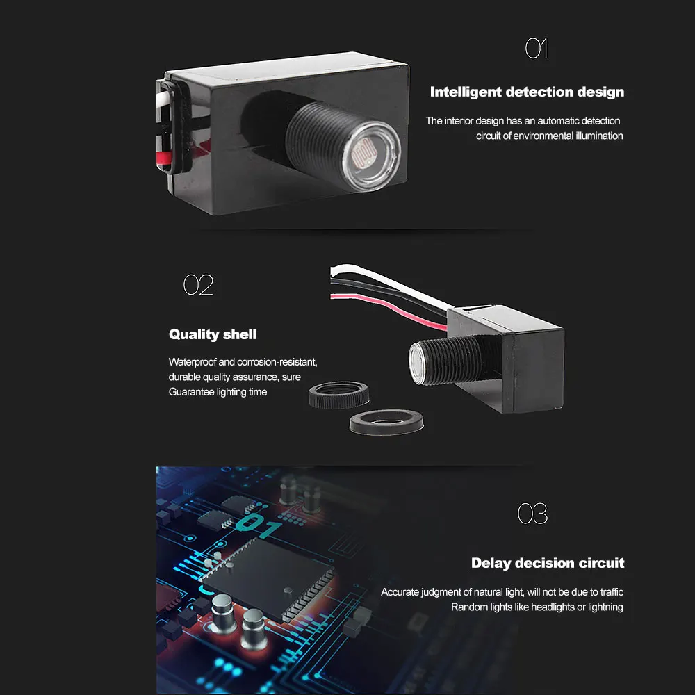 Ac 110V-240V Small Rainproof Street Light Controller Switch Led Light Sensor Switch With Photosensitive Switch