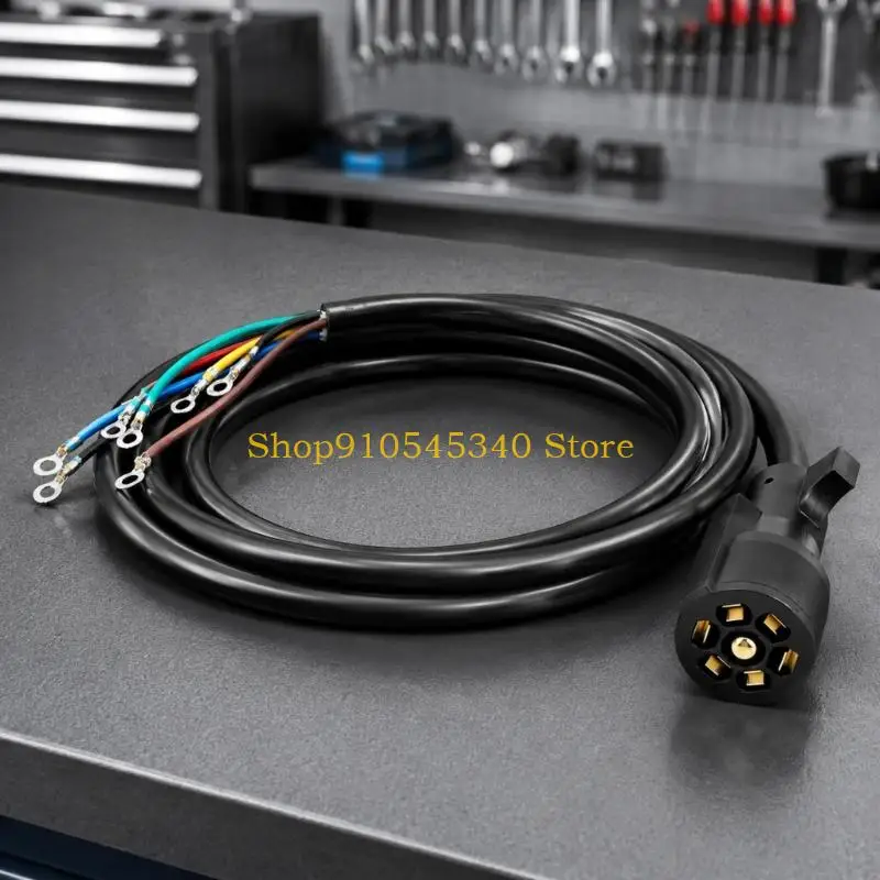 U2JA Tow Trailer 7 Way Wiring Cord with Molded Trailer Harness, Bare Wire Leads and Marked Wires for Light Hookup and Repair