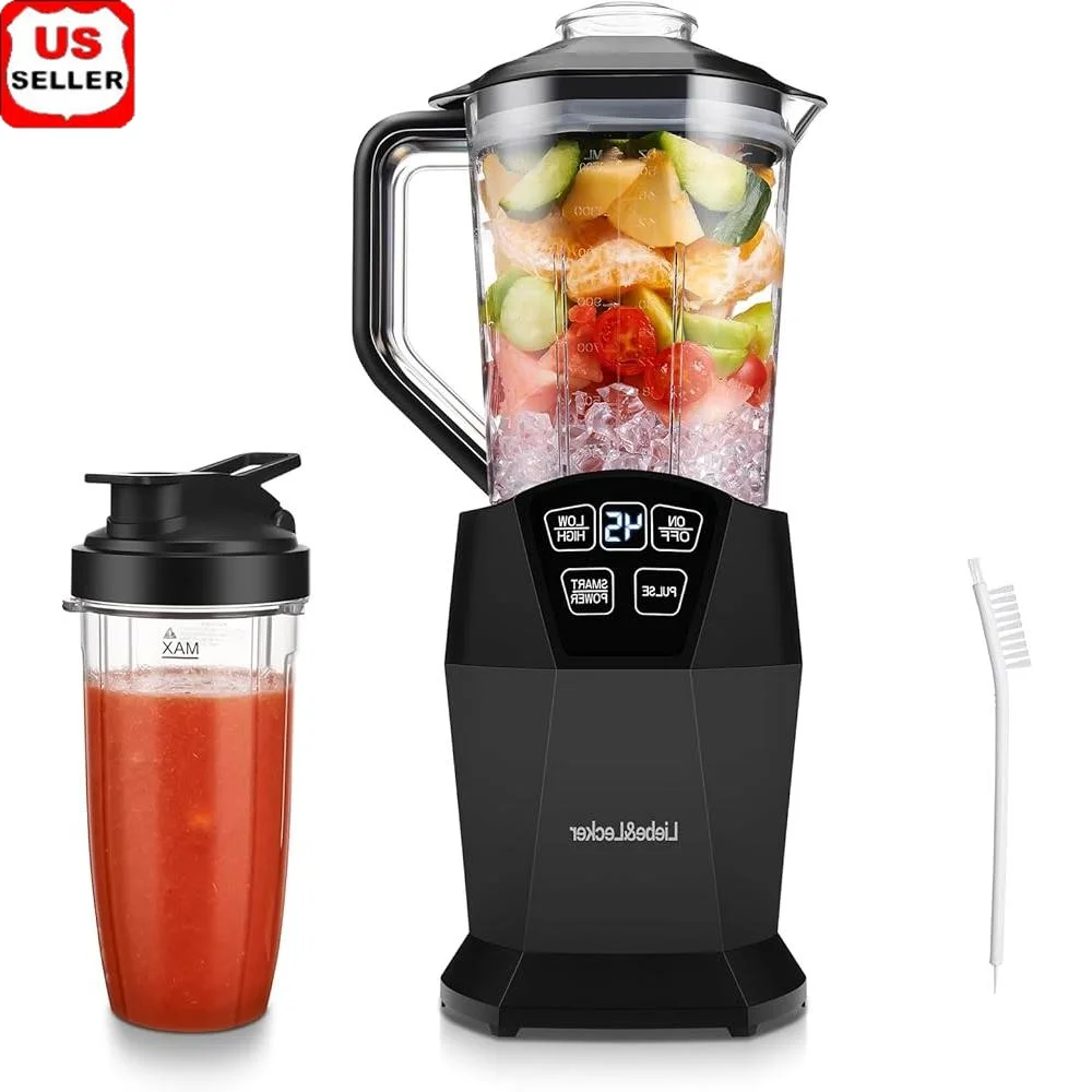 

Kitchen Blender 1200W Professional Countertop Blender with 50oz Pitcher and 28oz Portable Cups Smoothies Frozen Drinks Shakes