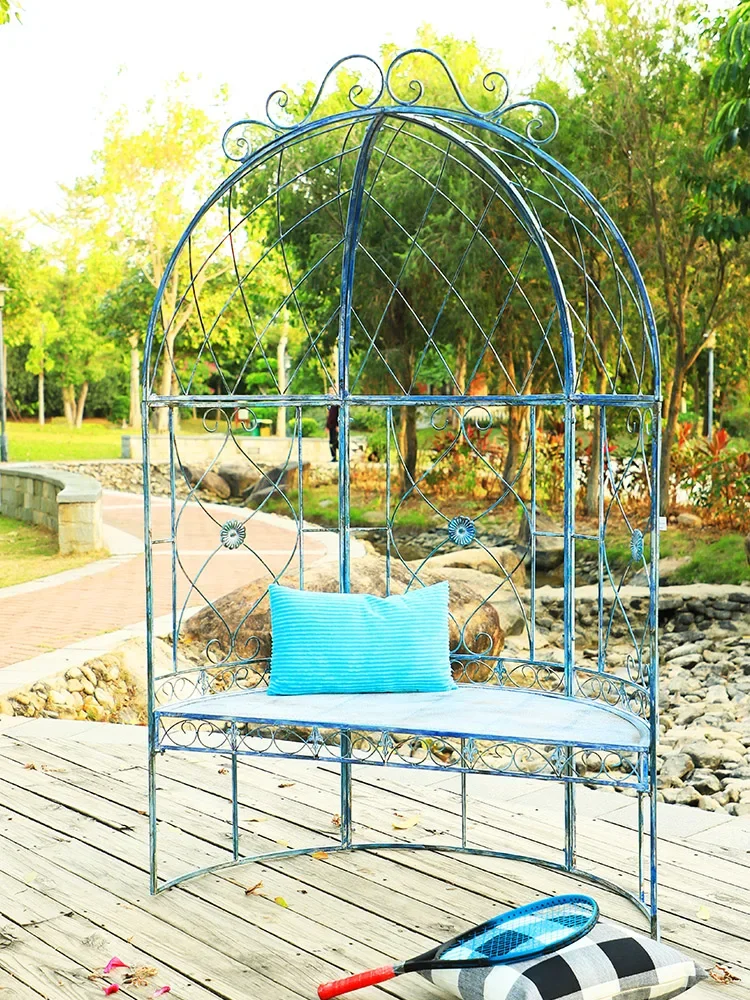 Outer single climbing vine frame, garden courtyard semi-round seat wrought iron flower frame