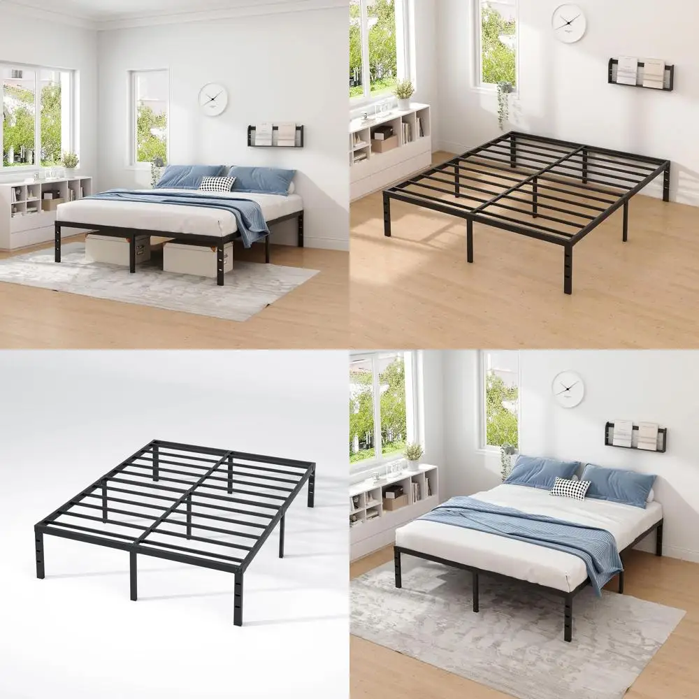 

14 Inch Black King Size Metal Bed with Storage, Heavy Duty, Easy Assembly, No Box Spring Needed