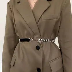 Vintage Metal Chain Elastic Belt Women's Waist Decor Fashion Dress Suit Coat Waist Chain Shirt Waistband Clothing Accessories
