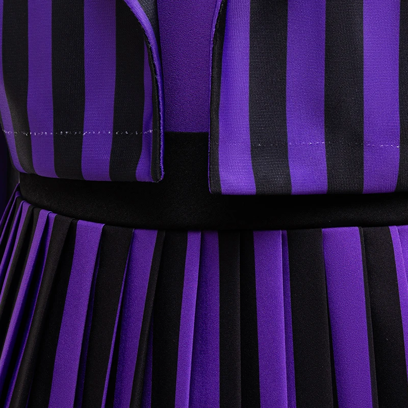 فستان الأميرة المخطط باللون الأرجواني للفتيات من فيلم إنيد لحفلات الهالوين وحفلات أعياد الميلاد وأداء المسرح