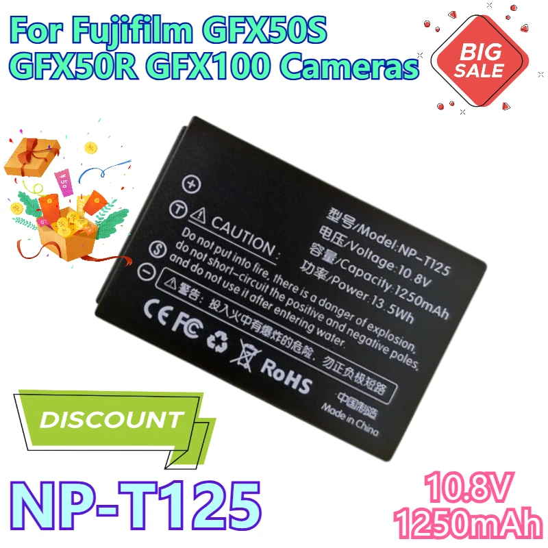 

New 10.8V 1250mAh for Fujifilm GFX50S GFX50R GFX100 Cameras Fujifilm NP-T125 Battery T12