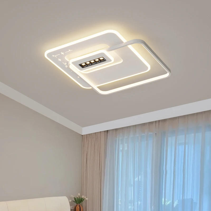 Simple LED Ceiling Light with Spotlight Living Room Bedroom Restaurant Ceiling Chandeliers Creative Rectangle Round Home Lights