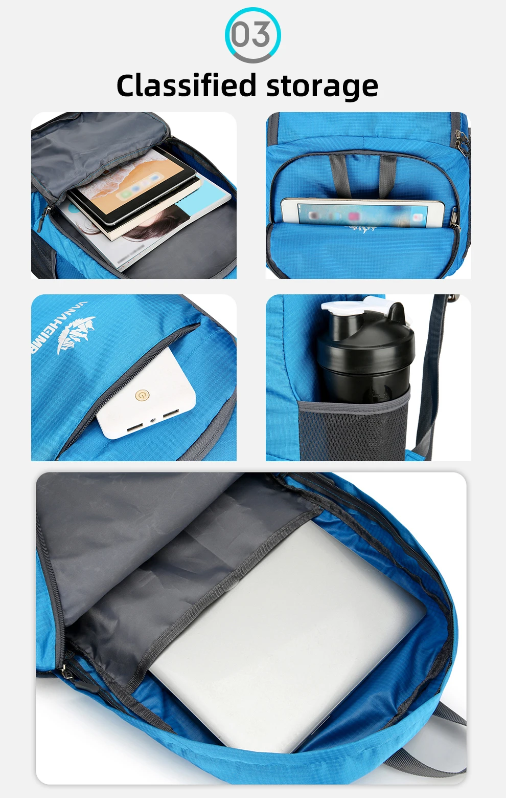 23l packbarer Rucksack faltbare ultraleichte Outdoor-Reisetasche großer zusammen klappbarer Rucksack Wander reise rucksack Bergsteiger-Tages rucksack Geringes Gewicht hohe Kapazität Wasserabweisendes Gewebe Top Punc – Detail 6
