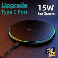 15W Wireless Charger Fast Charging Pad Dock Station For iPhone 15 Pro Max Induction Samsung S23 S22 Xiaomi Huawei oppo Oneplus