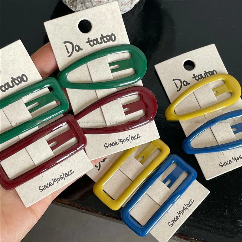 

4pc Cute Sweet Style Beautiful Solid Bright Color BB Hairpin Retro Hair Side Clips for Girls Women Korean Hair Accessories