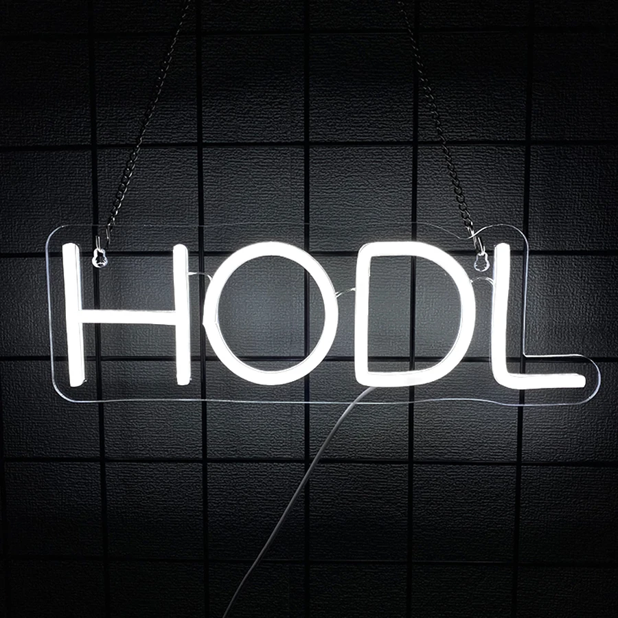 HODL Neon Sign, USB Powered LED Crypto Currency Wall Decor Neon Light for Trading Room, Gaming Bedroom, Office Bar Backdrop ﻿