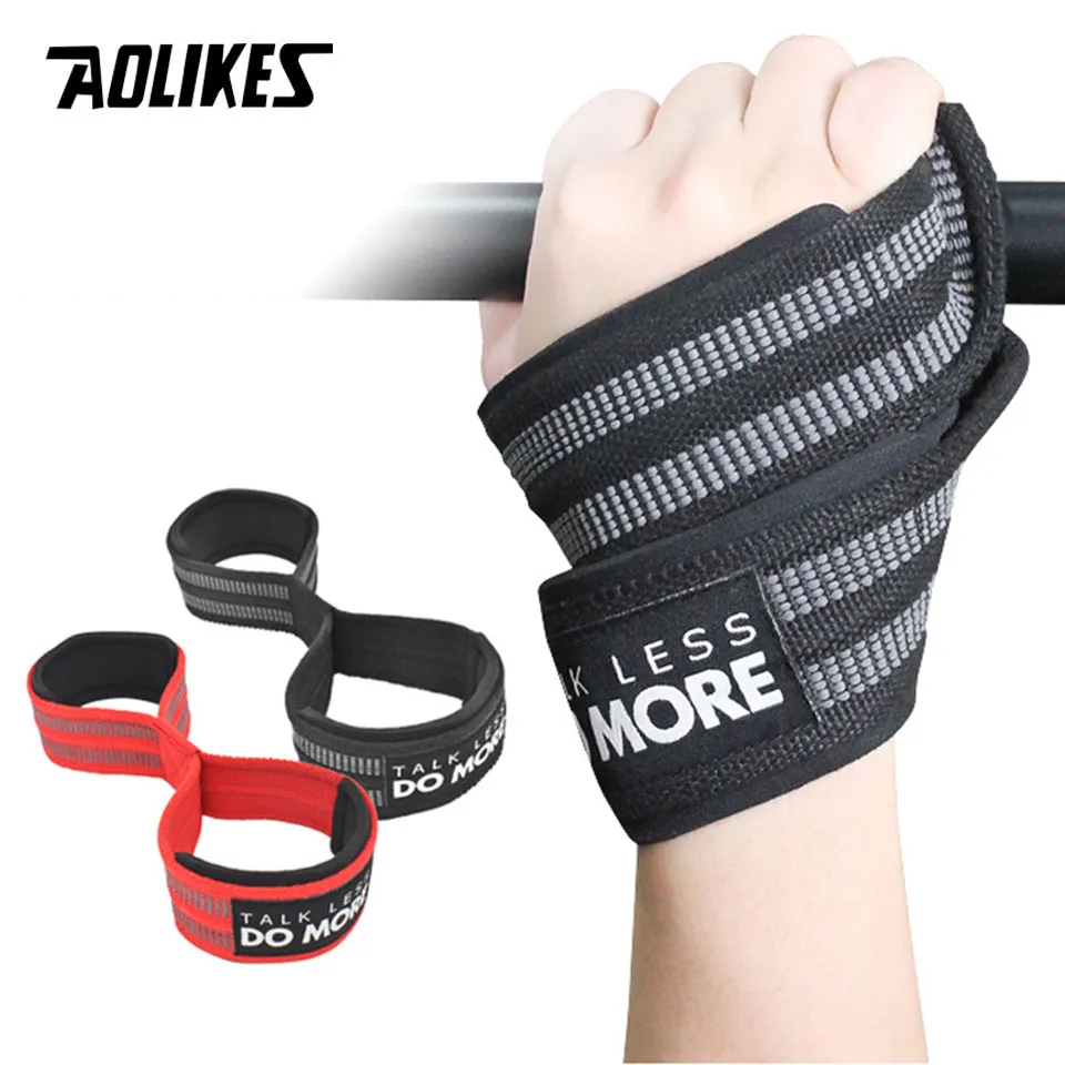 AOLIKES 1 Pair Figure 8 Weight Lifting Straps Weightlifting Powerlifting Sport Gym Fitness Bodybuilding Barbell Wrist Support