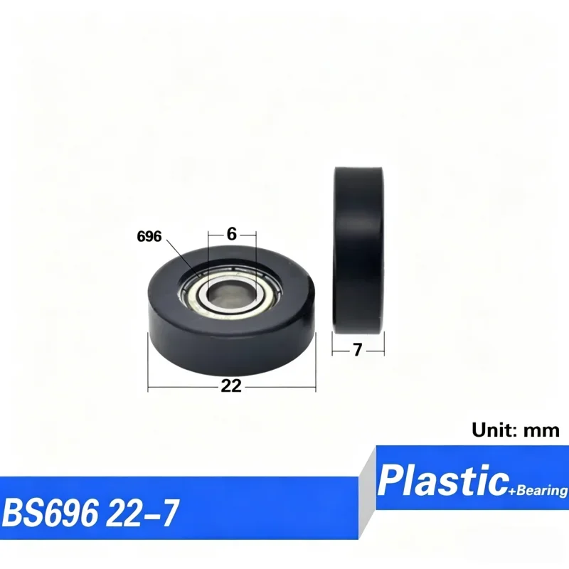 20 Stück M6 Schraube POM PA beschichtetes Gleitrad 6x22x7mm Orange Geräuscharmes Kunststoff-Führungsrollenrad 626ZZ 696 Kugellager – Detail 9