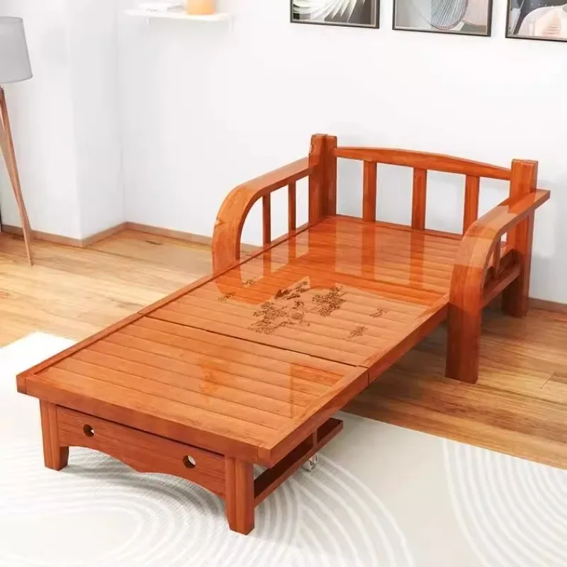 New folding bed sofa bed dual-purpose single household adult multi-functional solid wood lunch break cold bed