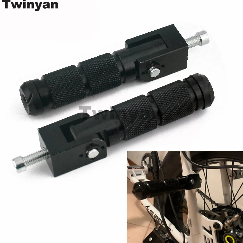 2 Pcs M8 Universal Motorcycle Motor Bike Folding Footrests Footpegs Foot Rests Pegs Rear Pedals Set CNC Aluminum Motorcycle Part