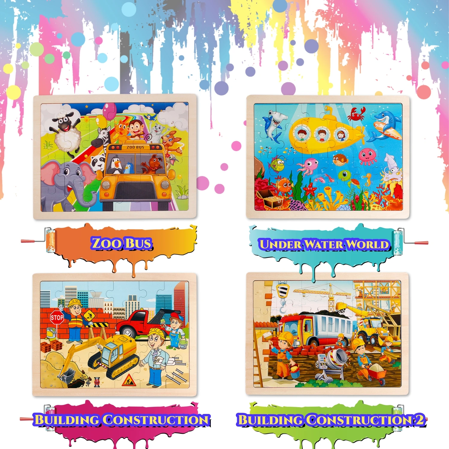 

24 шт. пазлы, доски-головоломки, инженерная машина, строительные места, океанский мир, зоопарк, детское просветление, сувениры для вечеринок