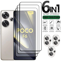 6-in-1 For Poco F6 Glass Xiaomi Poco F6 Tempered Glass Full Cover Glue HD 9H For Screen Protector Poco F6 F 6 PocoF6 Lens Glass