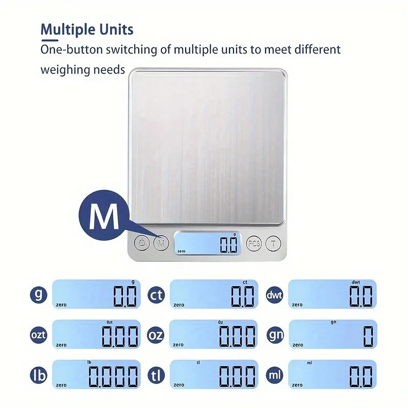 Digital Kitchen Scale LCD High-definition display Stainless Steel Panel ng Multiple Units Mini Portable Food Scale