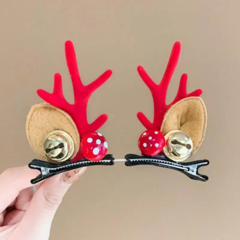 Cute Christmas Hairpin Girls Cartoon Christmas Deer Ear Hairpin Hair accessories Kids Christmas Headwear ornaments