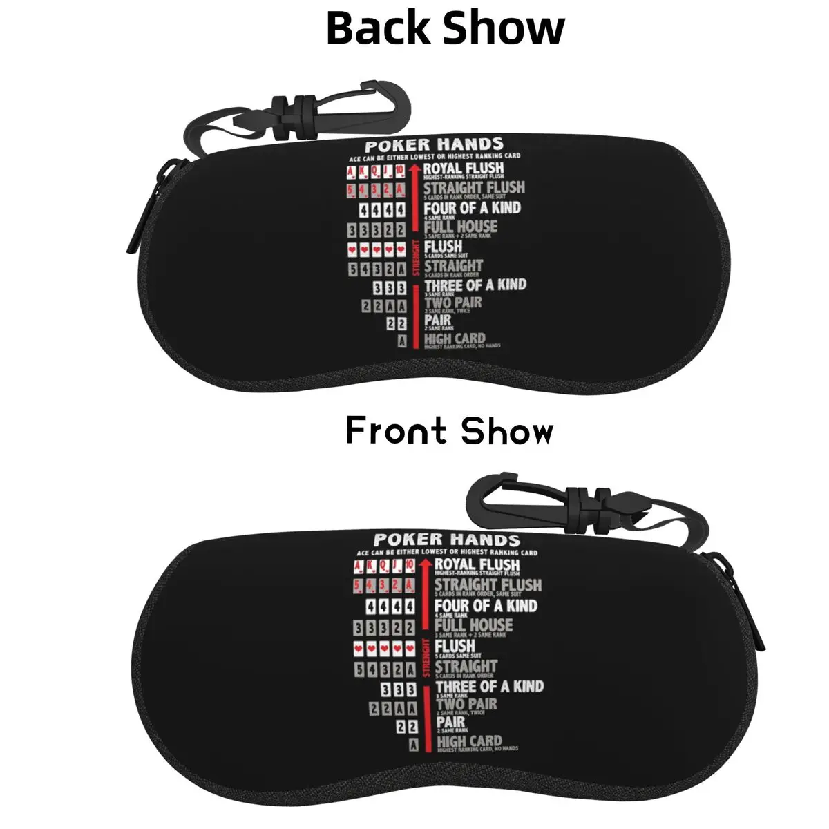

Poker Hands Shell Glasses Case Protector Sunglasses Box Women Men Soft Eyeglasses Bag Pouch