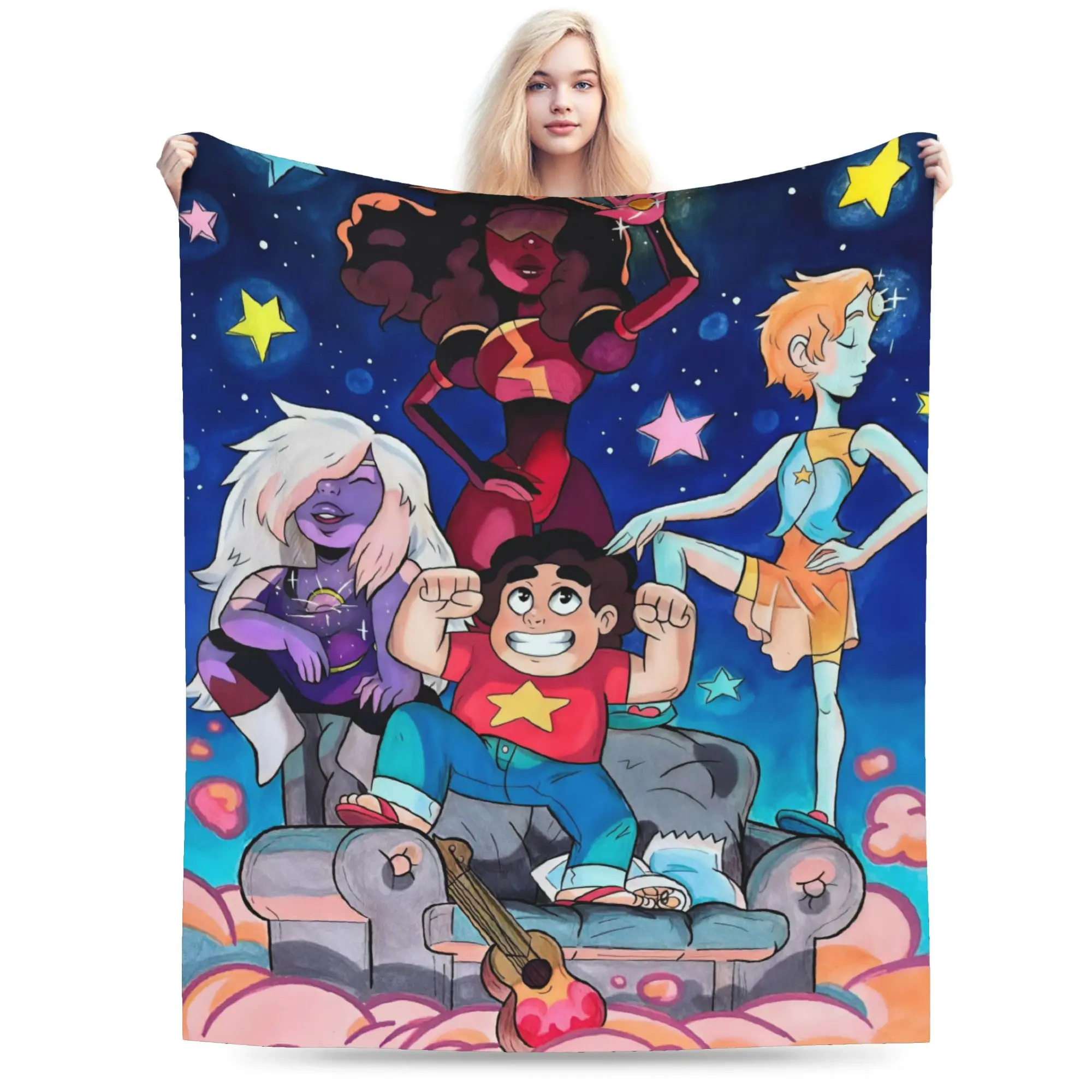 Custom Steven Universe Blanket Warm Fleece Soft Flannel Children Gift Cartoon Throw Blankets for Bed Couch Home Autumn