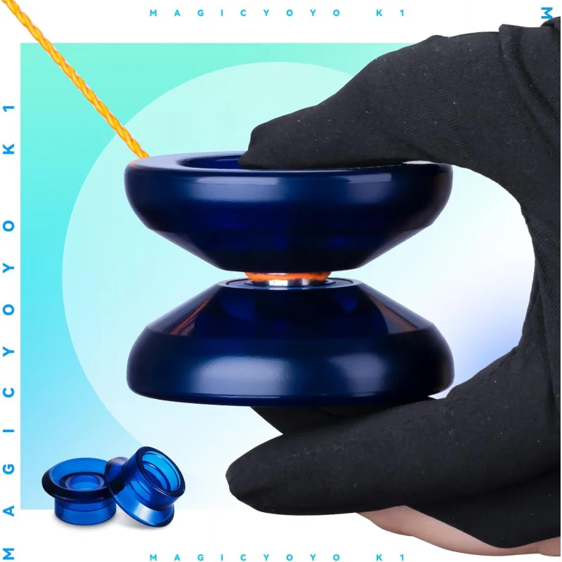 

MAGICYOYO Pack Yoyos for Kids, K1 Yoyo Sacks + 10 Strings and 1 Yo-Yo Gloves Gift ( Dark Blue & Crystal Blue)