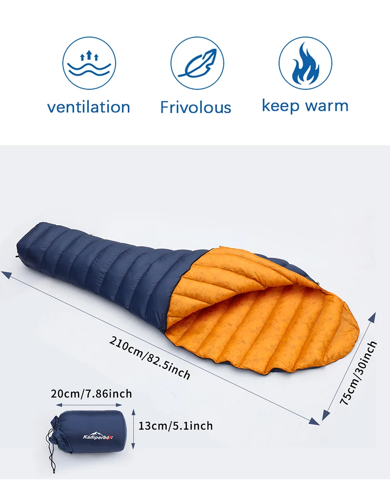 Kamperbox Ultraleichter Daunenschlafsack Camping Outdoor Camping Schlafsack Daunen UL250 – Detail 2
