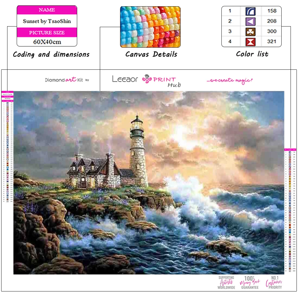 Seaside Scenery Diamond Painting Sea Lighthouse Full Diamond Mosaic Embroidery Cross Stitch Kits Handmade Rhinestone Home Decor