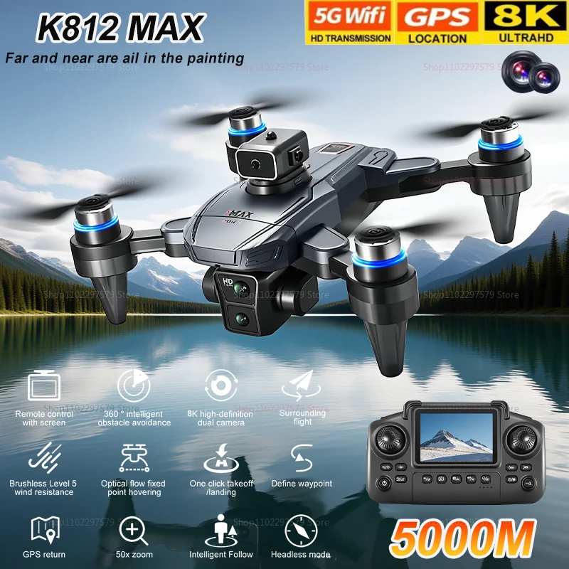 

2025 НОВЫЕ дроны K812 MAX с камерой 8K HD, GPS, 5G, Wi-Fi, FPV, квадрокоптер, складной БПЛА для аэрофотосъемки с дистанционным управлением, игрушки