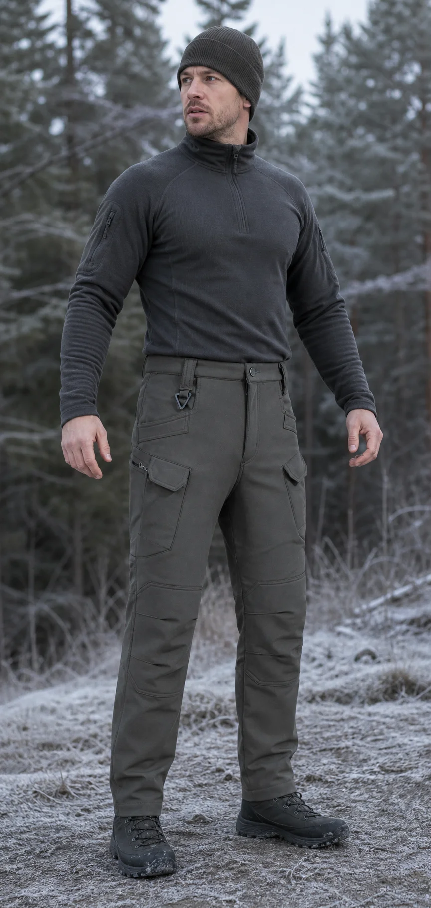 Mens Oversized Fleece Pant for Winter Tactical Joggers Outdoor Camping Ripstop Cargo Pants Working Clothing Hiking Camo Trousers