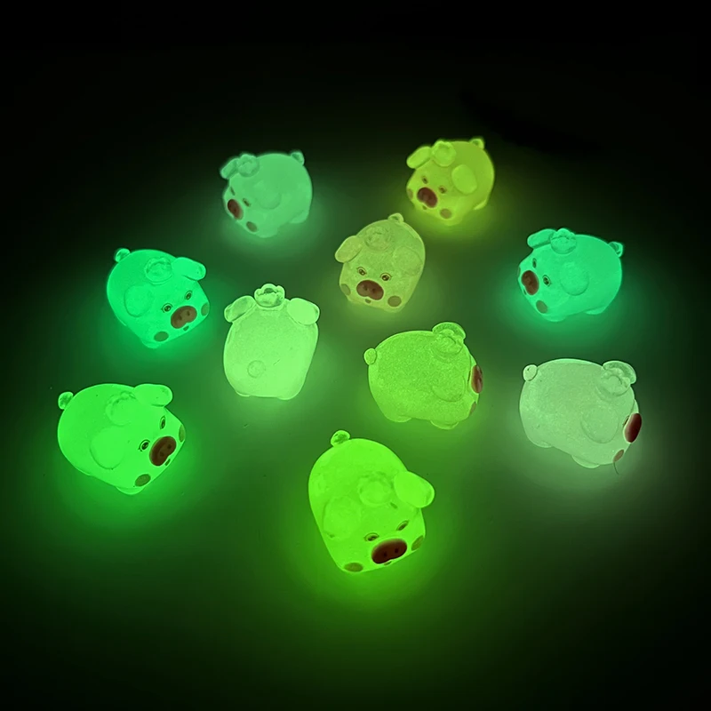 1PC Kids Gift Mini Resin Crown Pig Luminous Miniature Figurines For Home Garden Decoration Glow In The Dark Fairy Piggy Ornament