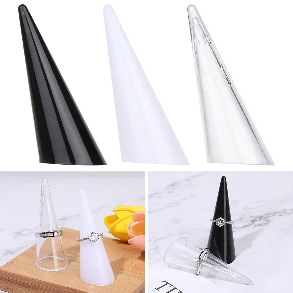 1/5PCS Gift White Black Transparent Fingertip Conical Acrylic Holder Jewelry Show Ring Display Stand Jewellery Organizer