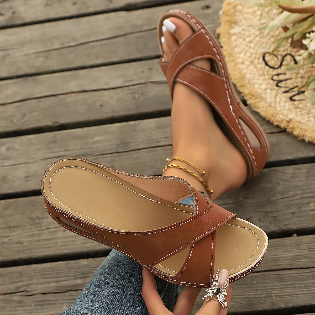 Women Wedge Slippers Premium O - đánh giá và giá Vintage Old Fashion