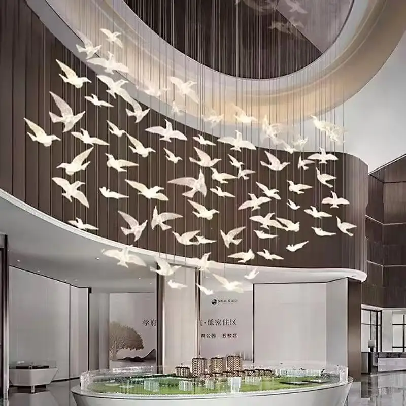 

Postmodern style Birds Crystal Artistic creativity chandelier,lustre Ceilin Decoration Indoor long staircase living room