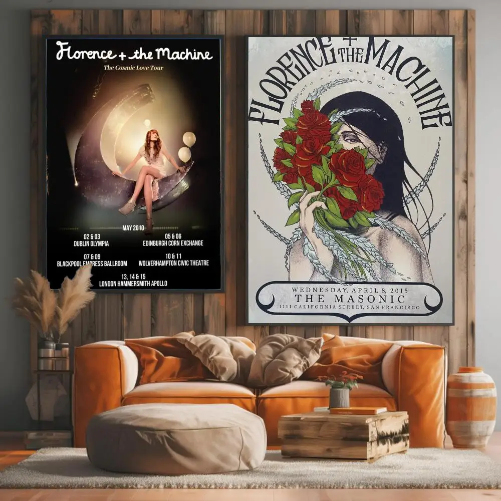 band F-Florence and the Machine-E Painting Calligraphy Elegant Botanical Decor for Living Room Modern Interior Design