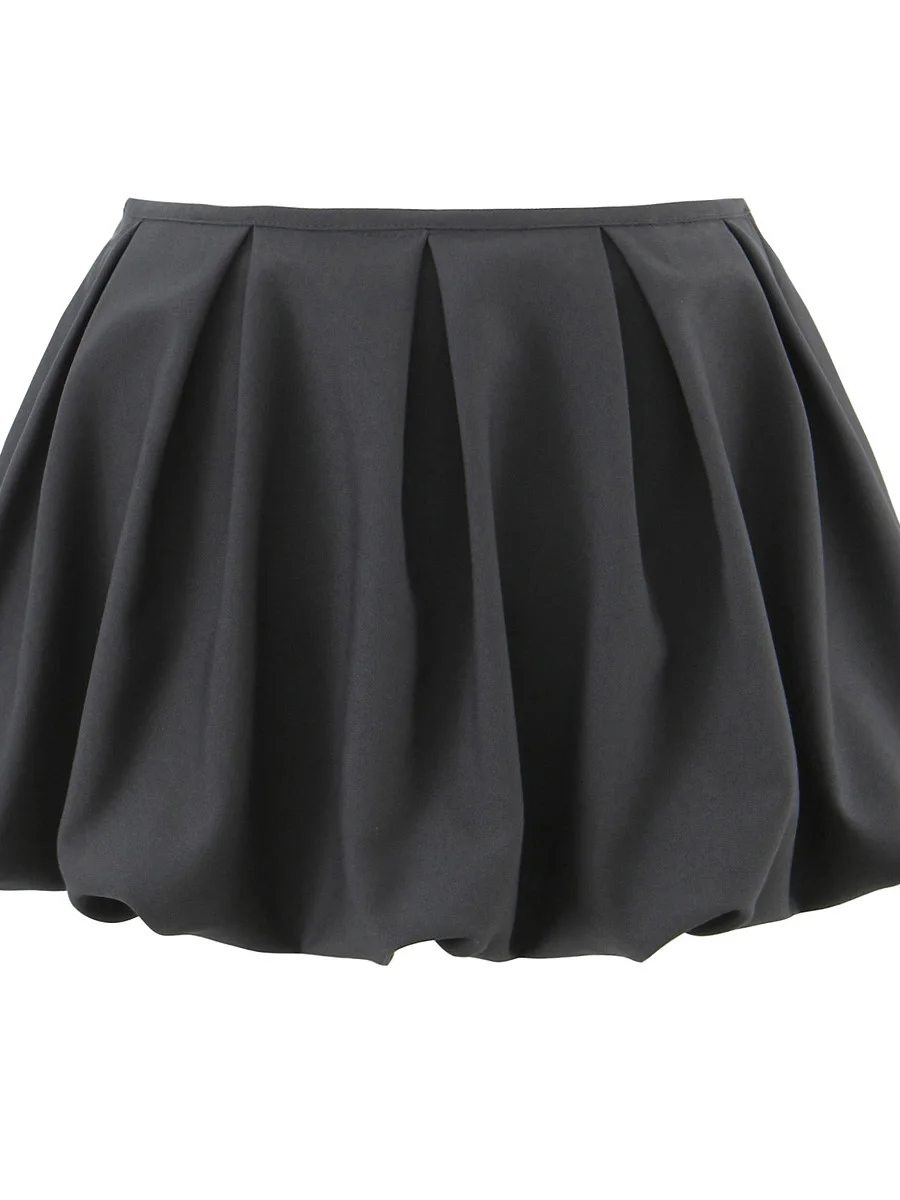 กระโปรงทรงเอวต่ำแบบจีบพลีทสไตล์อเมริกันสุดเซ็กซี่  กระโปรงกันโป๊  กระโปรงลายดอกไม้พร้อมเข็มขัด