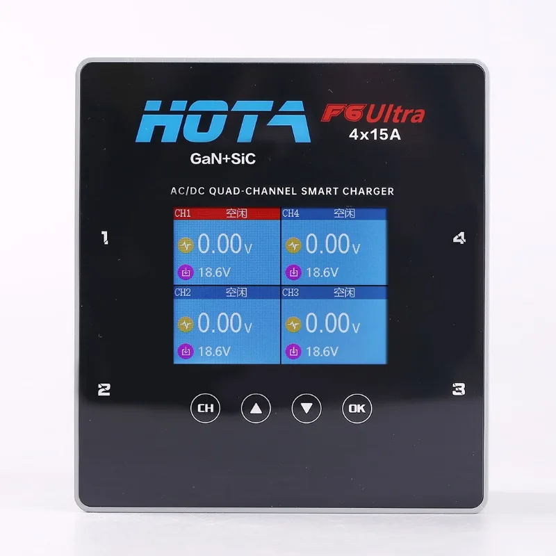 

HOTA F6Ultra F6Ultra Dual-mode 4-channel Intelligent Balance Charger with Power Supply 1000W High-power Lithium Battery HOTA F6+