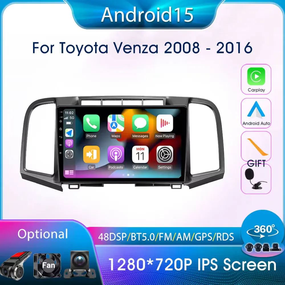 

HD Split Screen Head Unit 9 Inch For Toyota Venza 2008 - 2016 Carplay Android Auto Car Radio GPS Navigation FM Stereo Car Audio